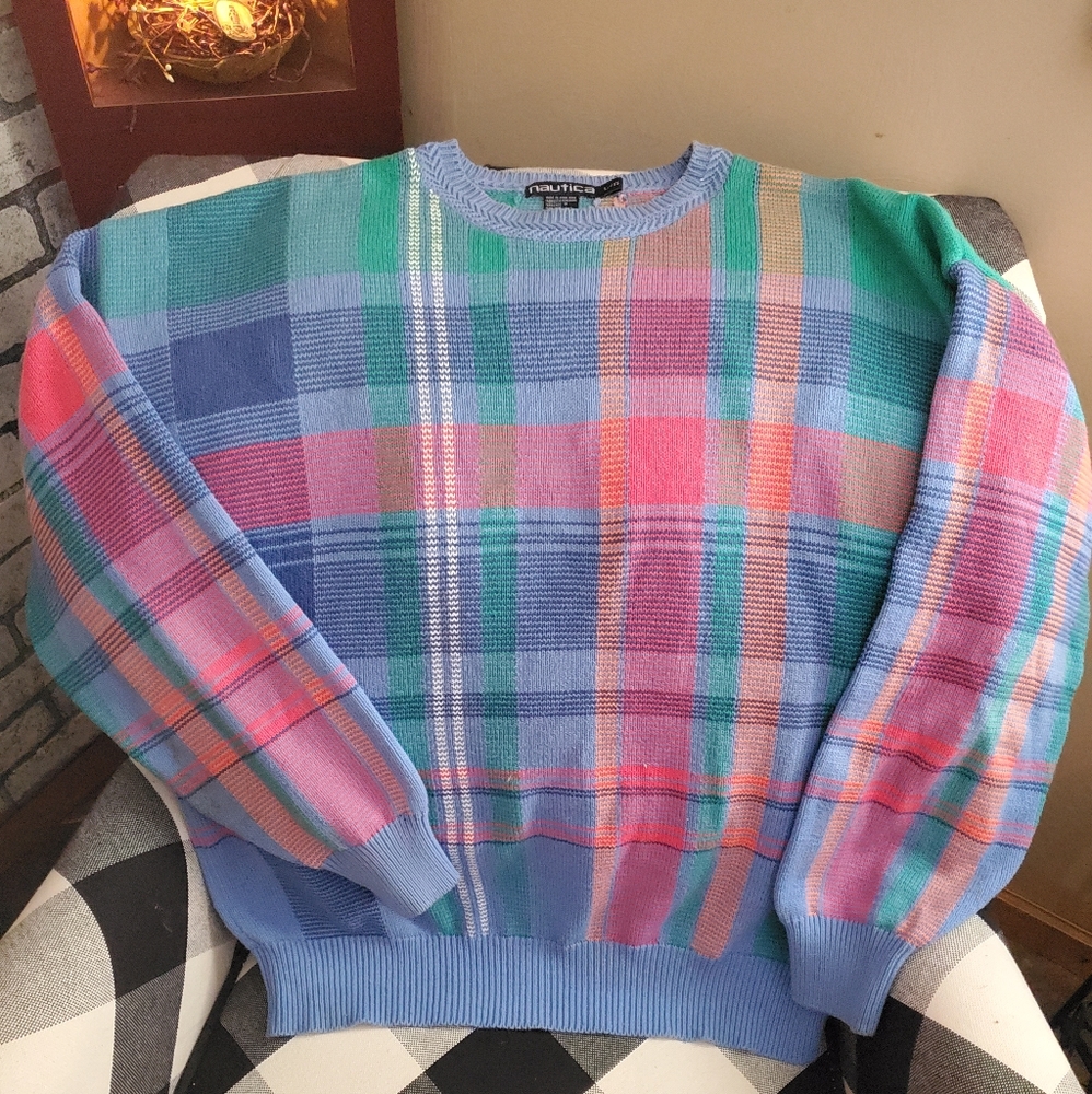 Vintage Nautica Sweater. Bright Pastel Colors!